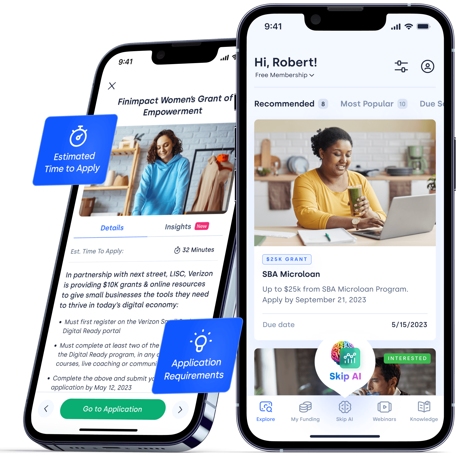 Apply to Grants and Financing on the Skip App