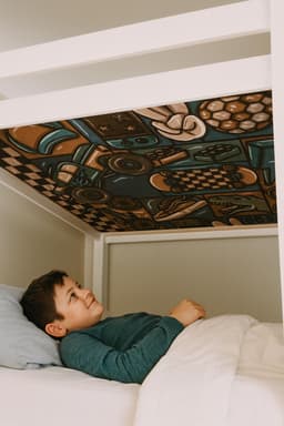 Dino Skateboard Bottom Bunk Sheet: Cotton Blend Twin Bed Cover