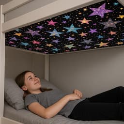 The Better Bunk- Bottom Bunk Sheet Accessory : Black Glitter Star Print.