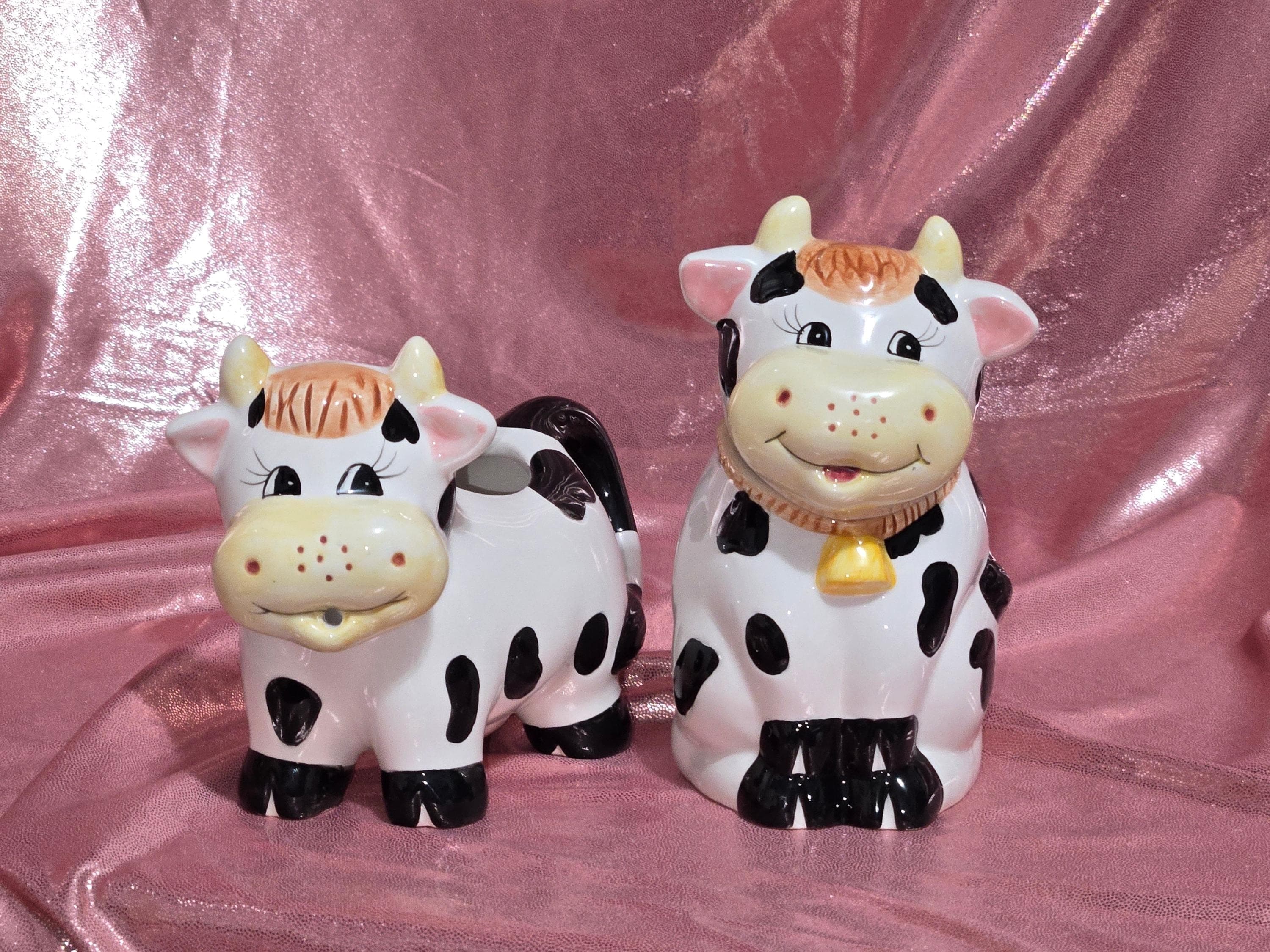 Vintage Cow Creamer Sugar Set: Farmhouse Ceramic Kitchenware