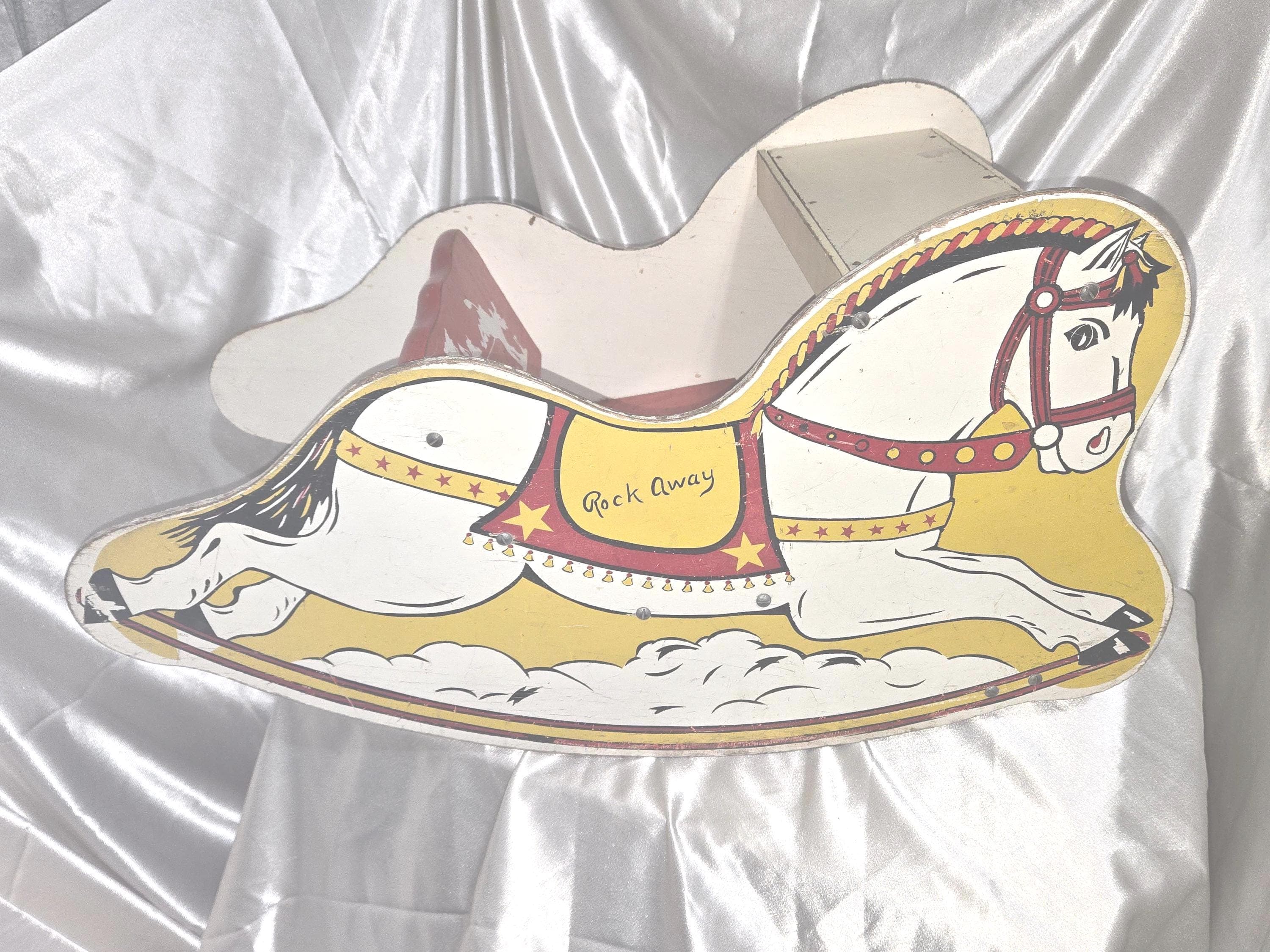 Vintage Rock Away Rocking Horse Desk 1950s Wooden Children's Nursery Furniture