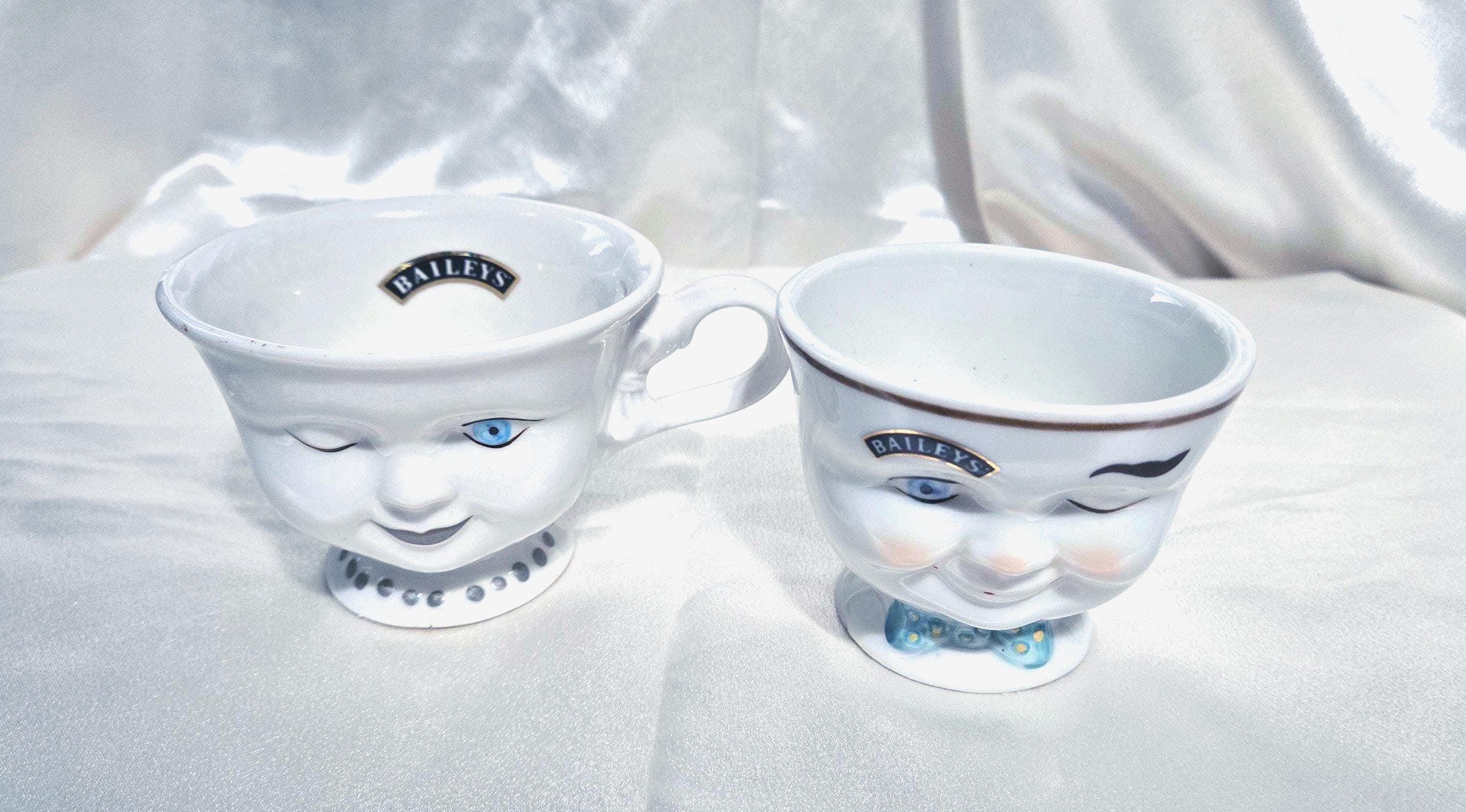 Baileys Irish Cream Face Mugs Pair | Winking Lady & Smiling Gent - image 1