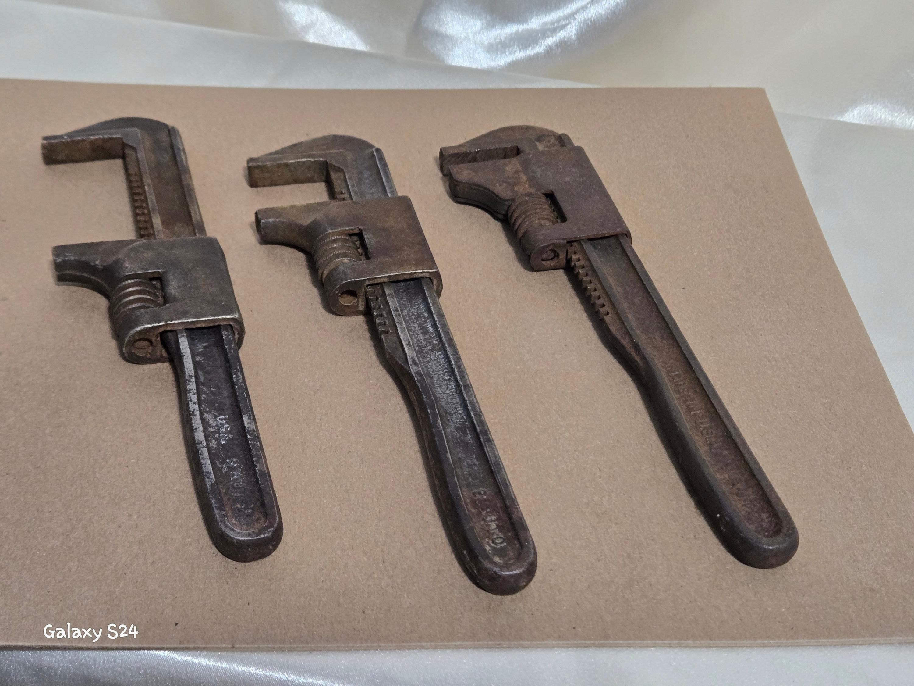 Vintage Adjustable Wrench Set of 3 | Rustic Industrial Decor
