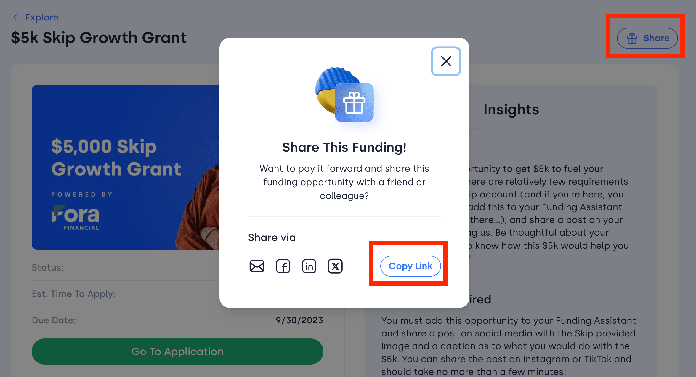 Funding Share Button