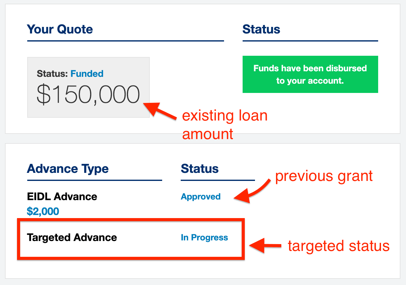 Check Targeted EIDL Grant Status on Your SBA Portal