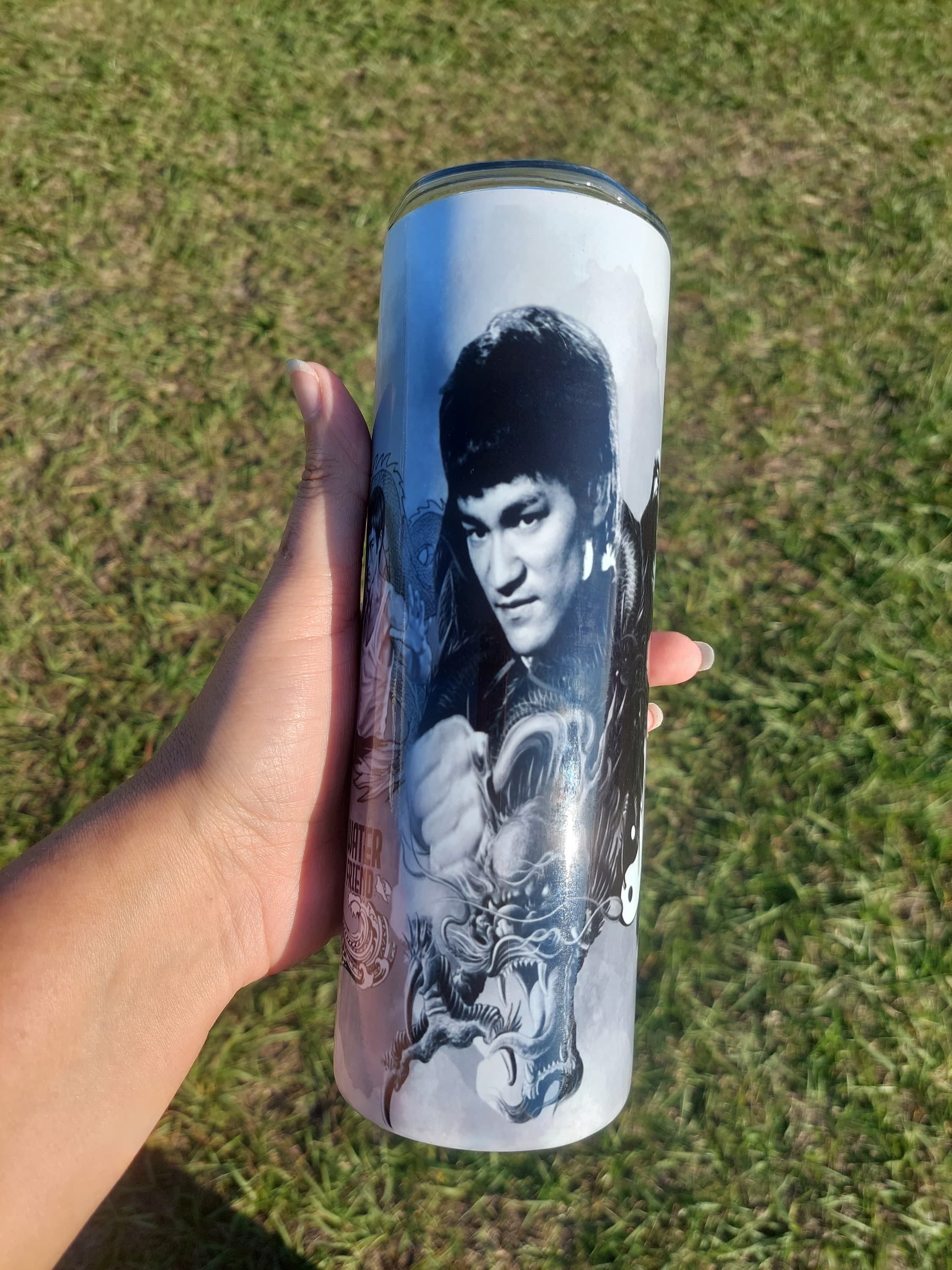 Personalized Bruce Lee & The Crow Tribute Tumbler | Brandon Lee Gift | Custom Insulated Travel Mug | Speaker and 30oz Options