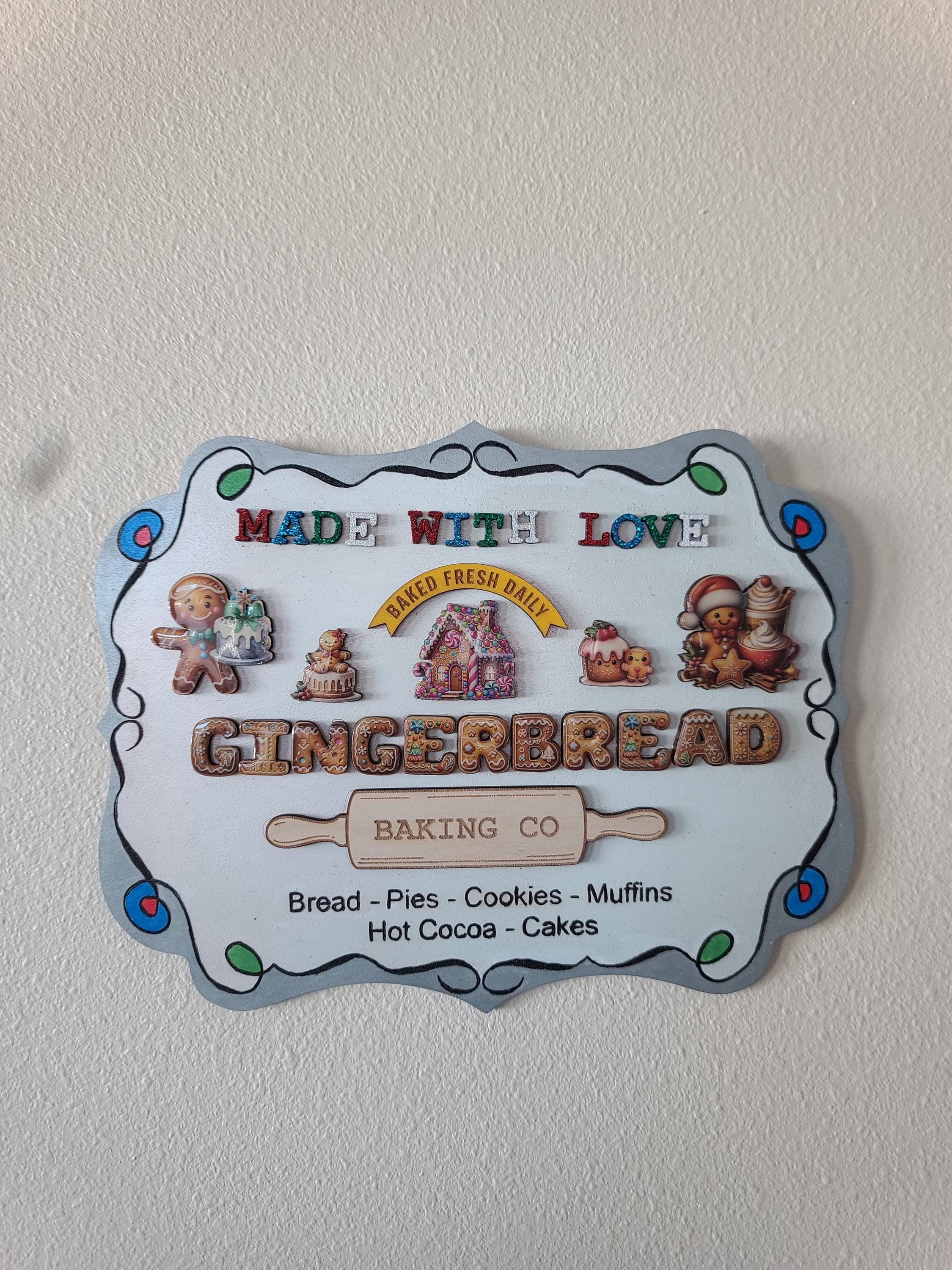 Gingerbread Baking Co Sign | Layered Wood 3D Christmas Decor | Personalized Kitchen Sign