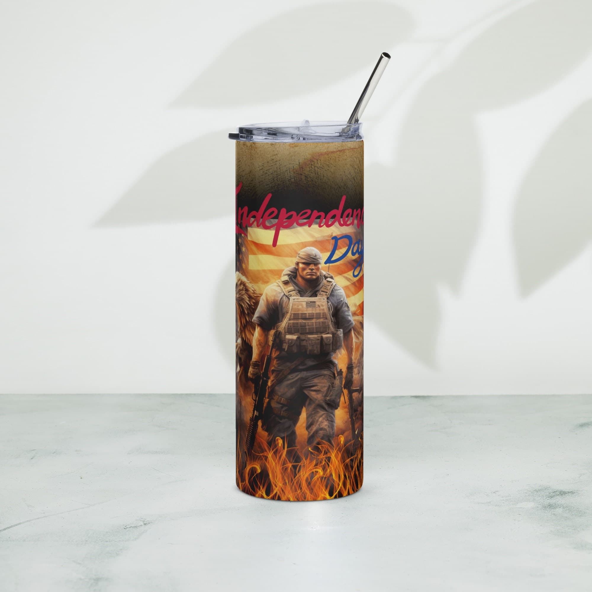 Personalized Patriotic Independence Day Tumbler Gift for Military and Veteran Men