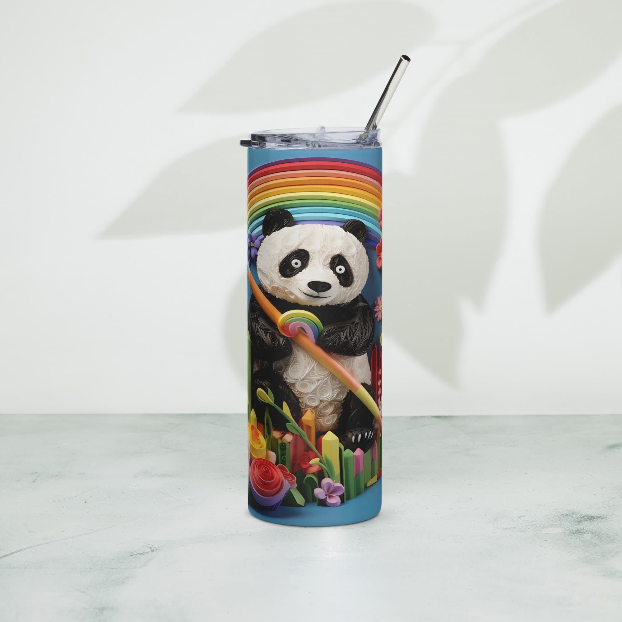 3D Embroidered Cute Panda Sublimation Tumbler Gift for Panda Lovers