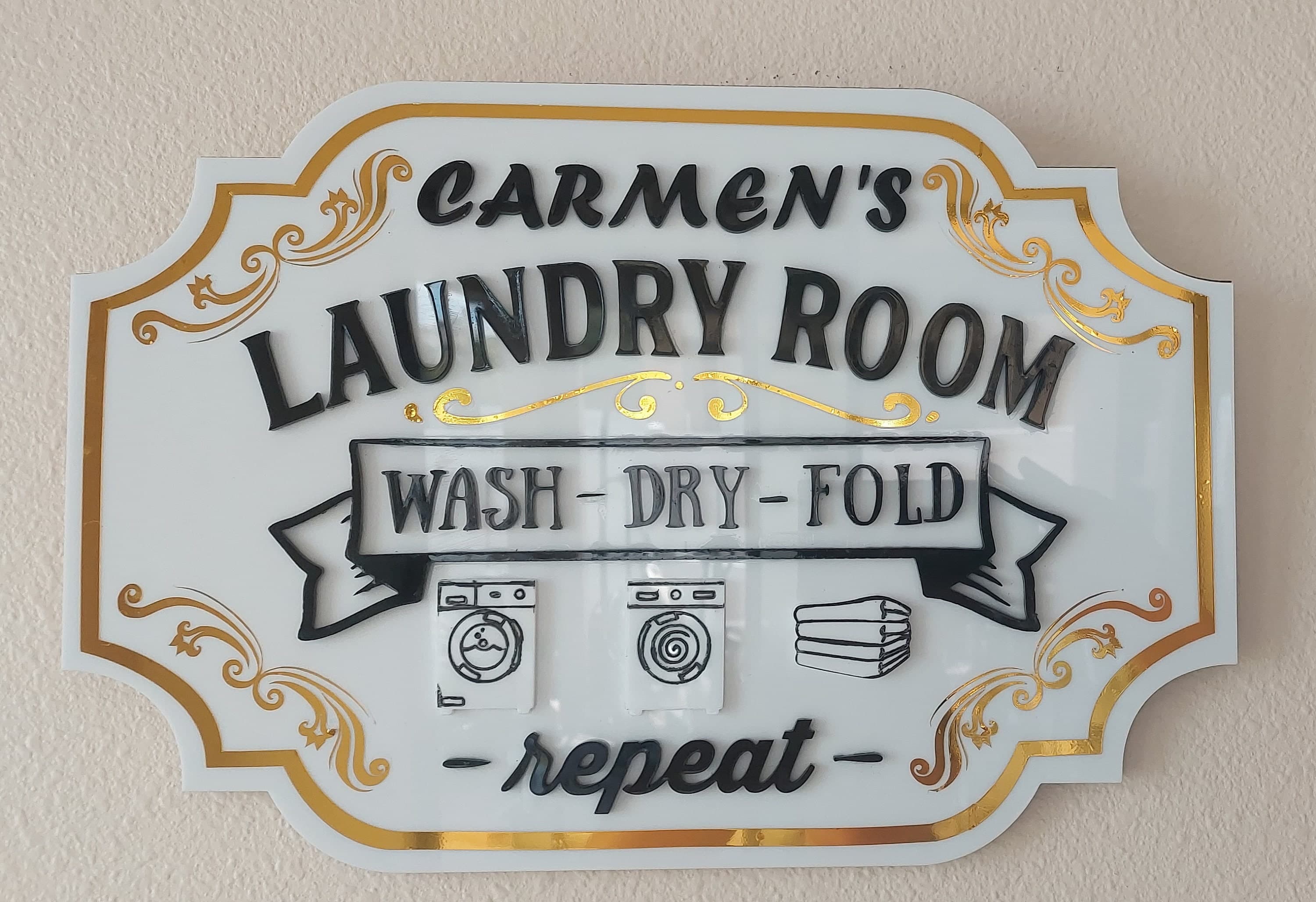 Personalized Laundry Room Sign: Laser Cut Acrylic Wall Decor