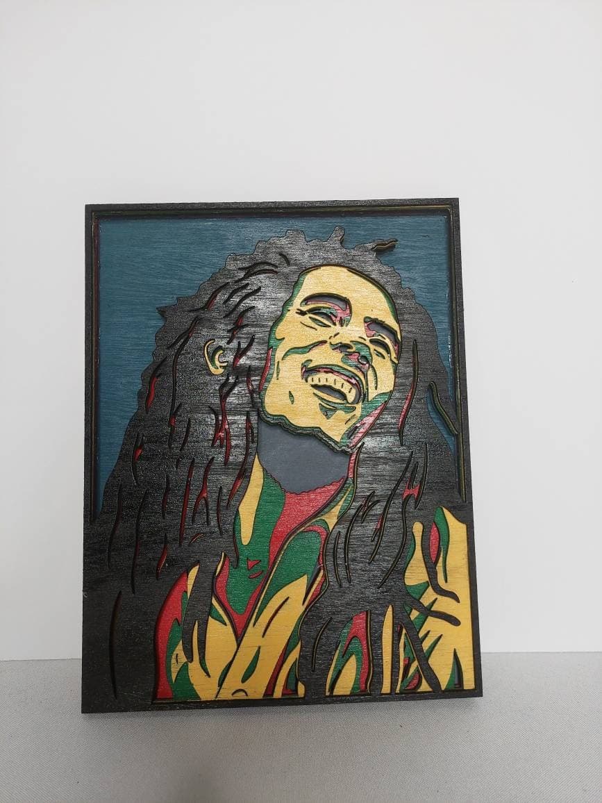 3D Laser Cut Layered Wooden Bob Marley Fanbase Art