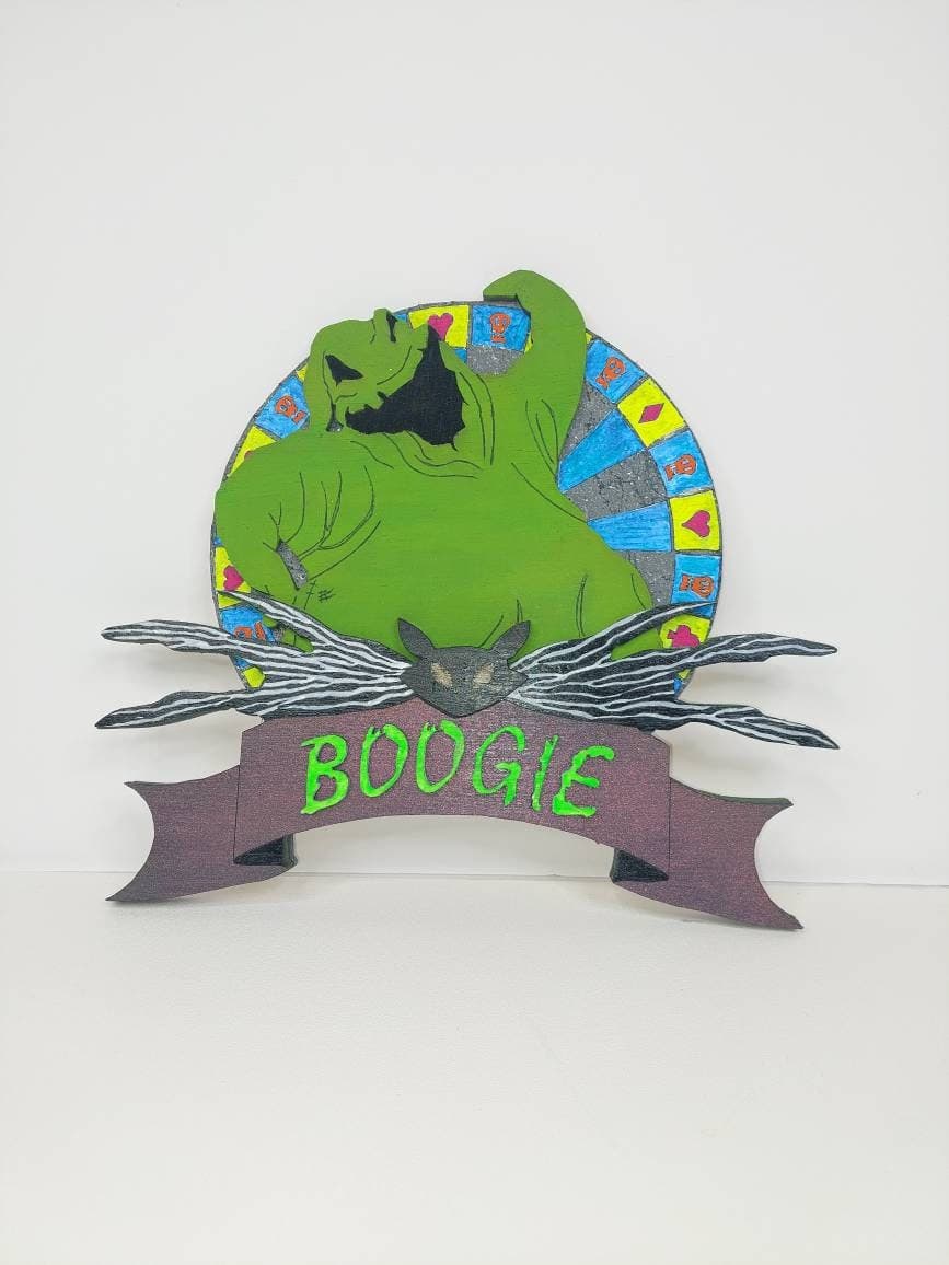 3D Laser Cut Layered Wooden Oogie Boogie Glow in the Dark Fanbase Wall-Decor