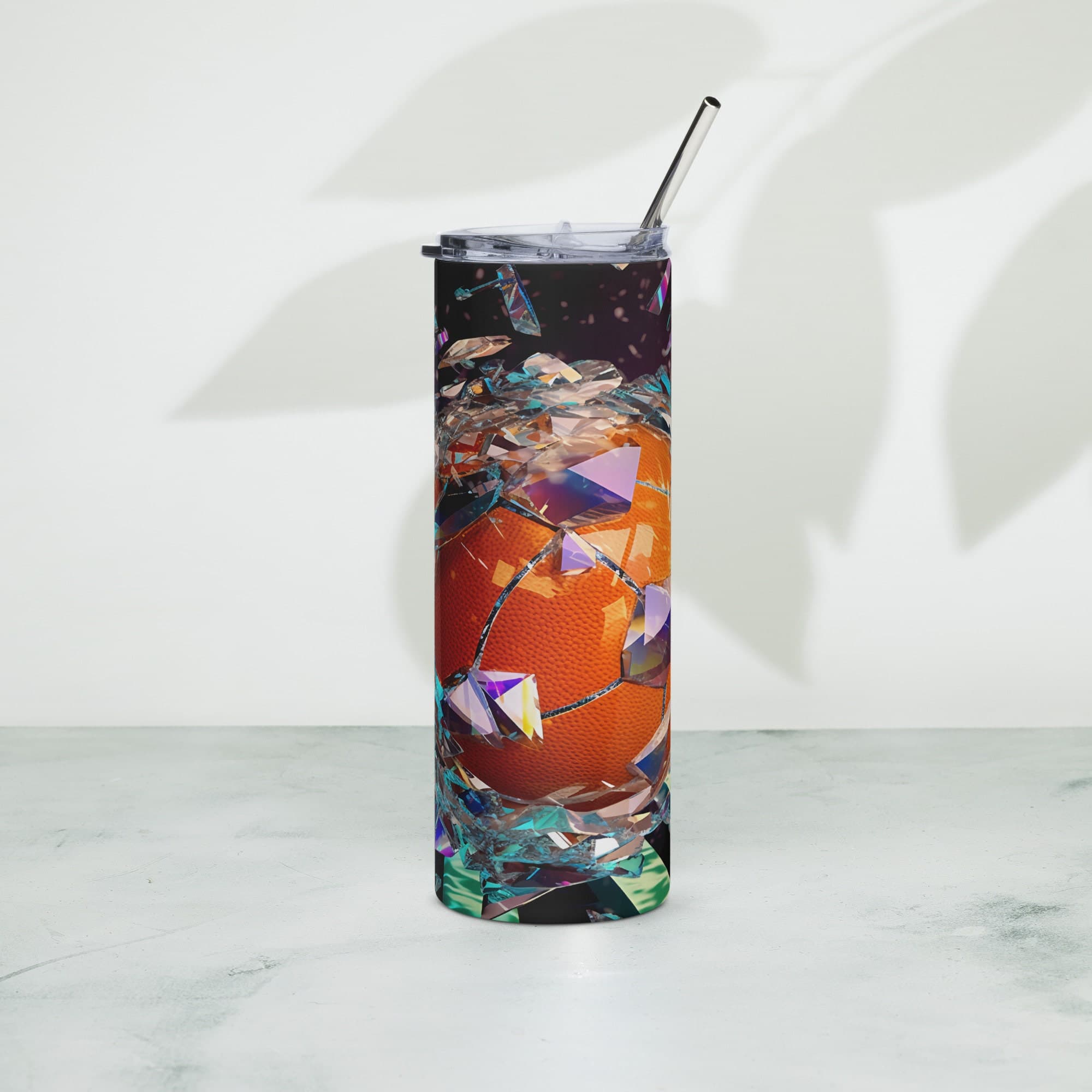 3D Embroidered Shattered Glass Basketball Sublimation Tumbler Gift for Sports Lovers