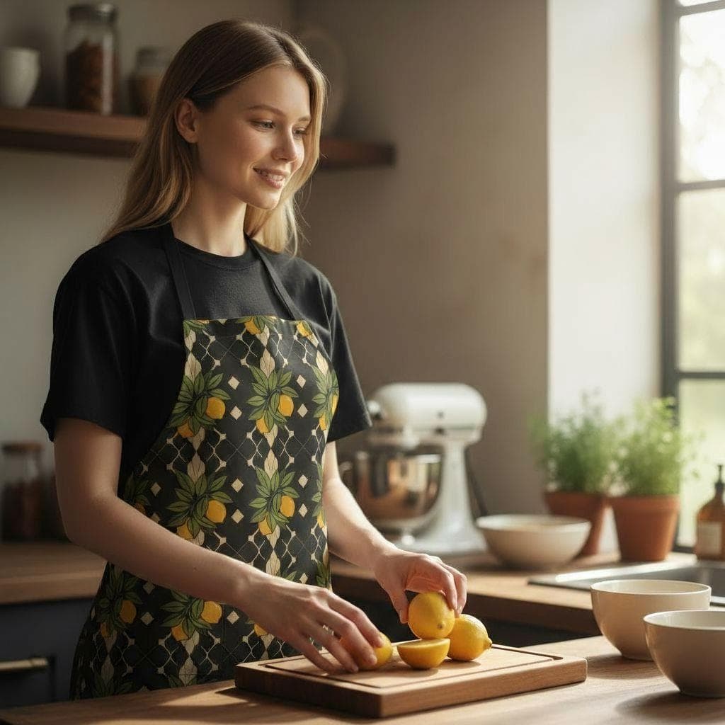 Lemon Print Apron: Whimsical Gift for the Cook