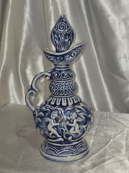 Vintage 1974 Jim Beam Decanter | Delft Blue Cherub Regal China Decanter