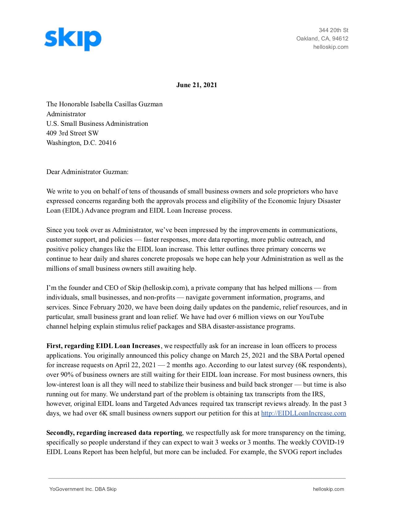 https://static.helloskip.com/blog/2021/06/Letter-to-SBA-Administrator-Isabel-Guzman-Regarding-EIDL-Programs-Page-1---June-21--2021.jpg